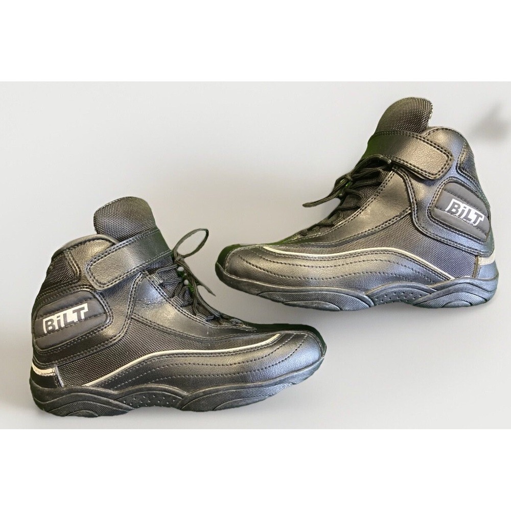 BILT Pit Motorcycle Men US 6 EUR 39 Black Leather Lace Up Boots EUC